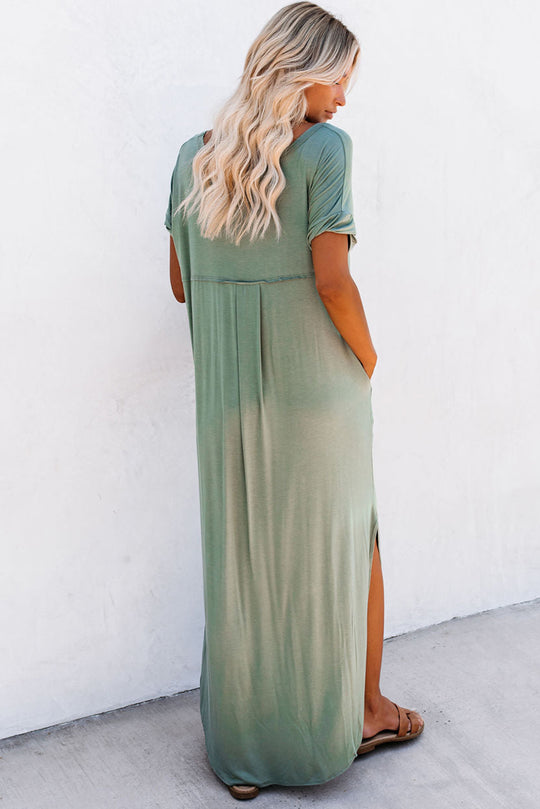 Sage Splits Maxi T-shirt Dress