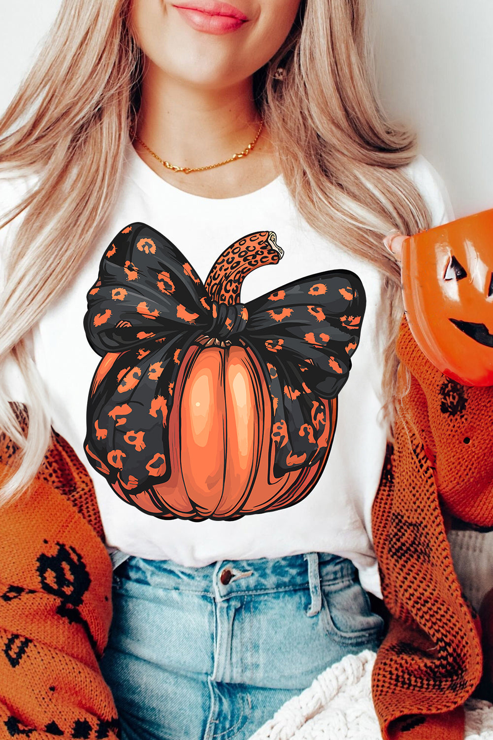 Bowknot Halloween Pumpkin T Shirt