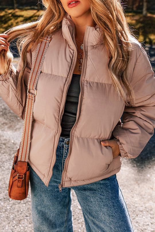 Blush Pink Quilted Puffer Jacket