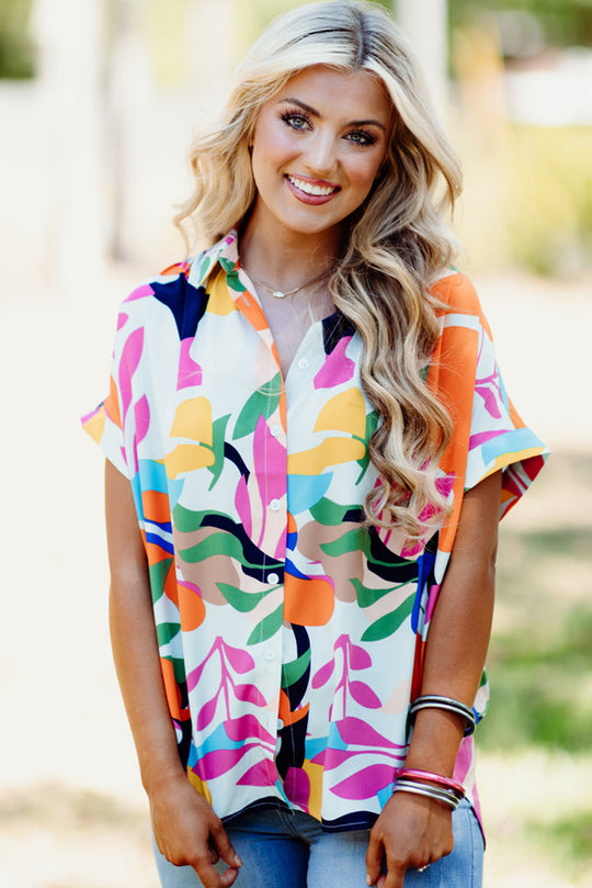 Whitney Leafy Multicolor Abstract Blouse