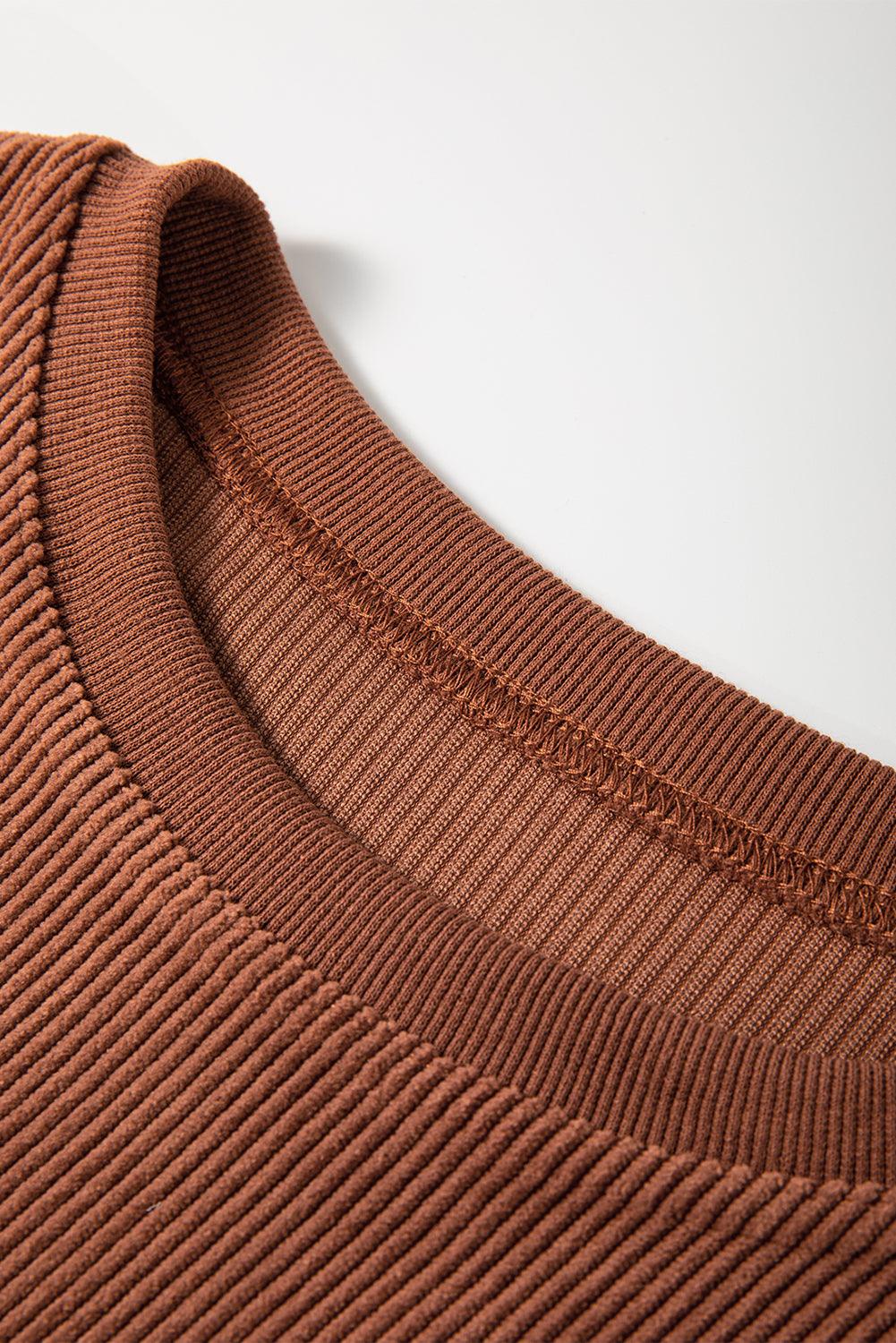 Orange Ribbed Corduroy Oversized Sweatshirt