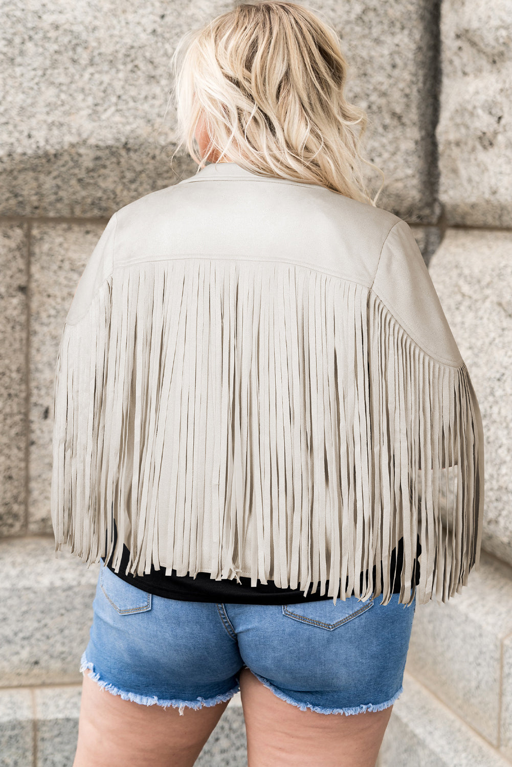 Plus Size Fringe Cropped Jacket