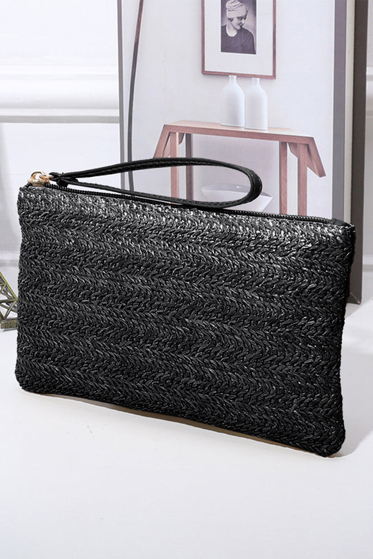 Wristlet Straw Woven Zipper Wallet