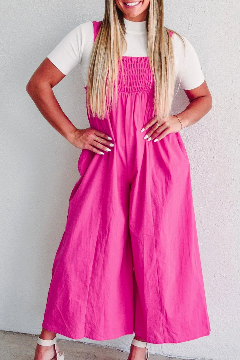 Kaci Hot Pink Wide Leg Overalls 