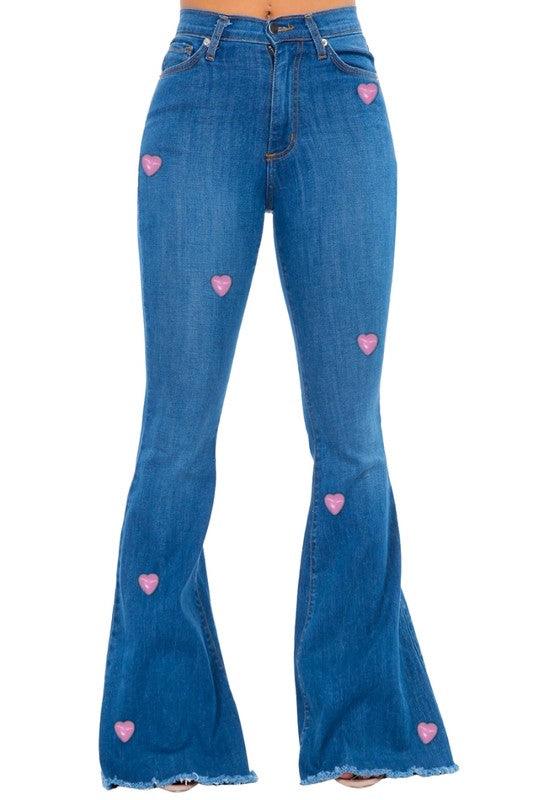 Heart Valentine Bell Bottom Jeans