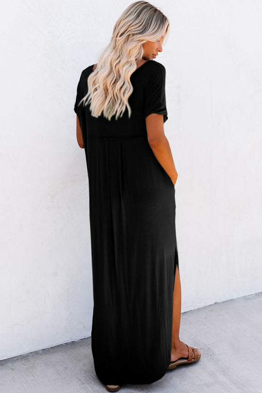 Women Splits Maxi T-shirt Dress - Klazzi Fashion Boutique