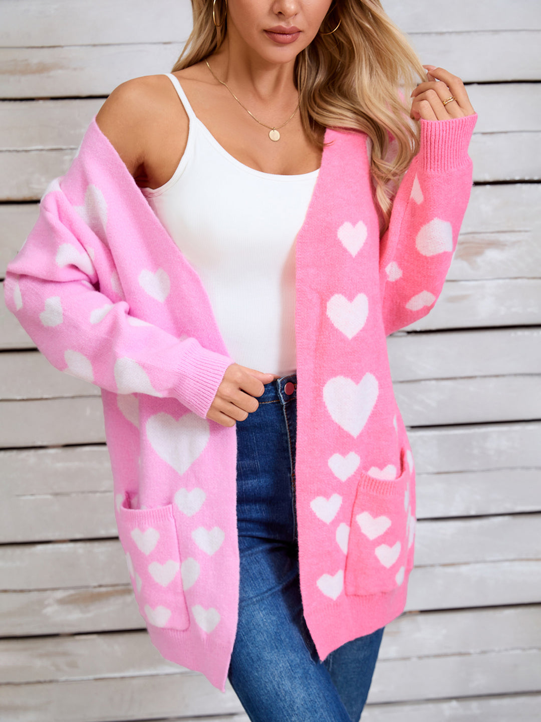 Love Hearts Valentine Long Sleeve Cardigan