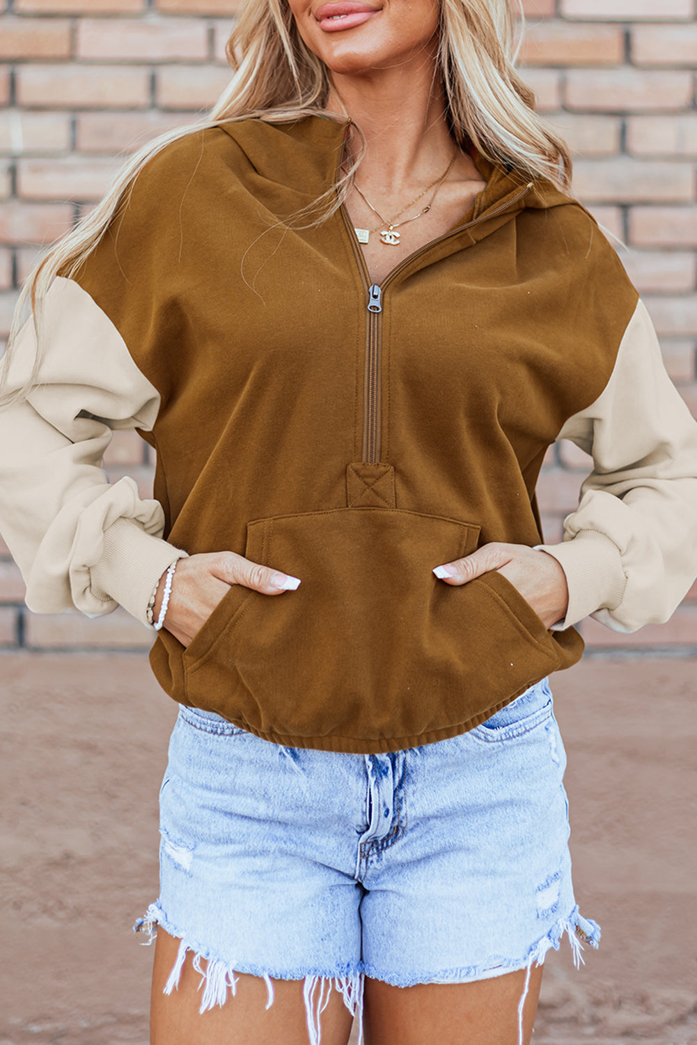 Kangaroo Cinnamon Pocketed Hoodie