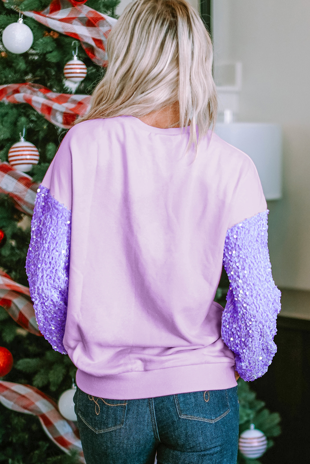  Mardi Gras Sequin Leafs Sweater