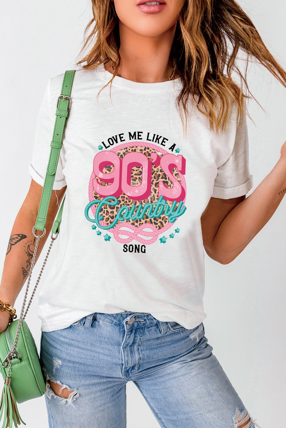 "LOVE ME LIKE A 90’S COUNTRY SONG" White Graphic Tee