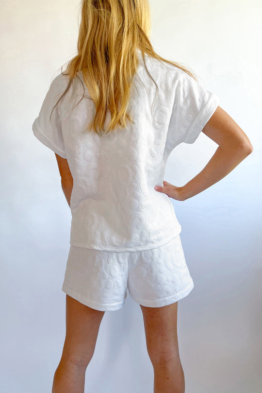 White Leopard Jacquard Shorts Set