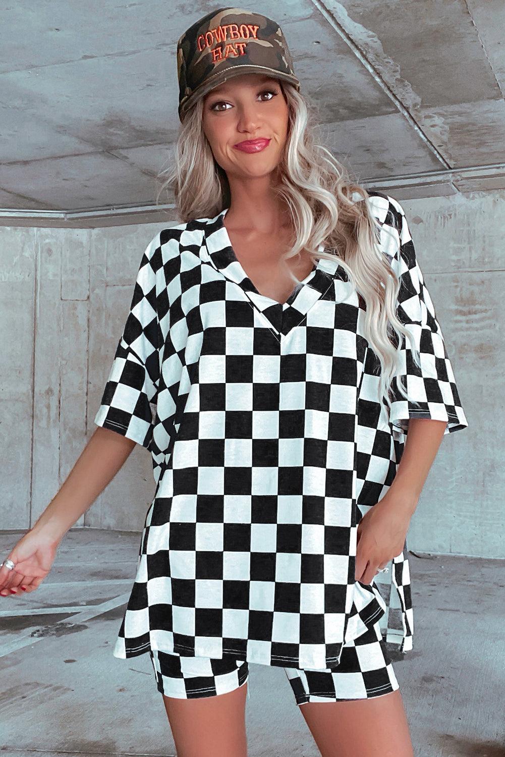 Checker Two-Piece Short Lounge Set