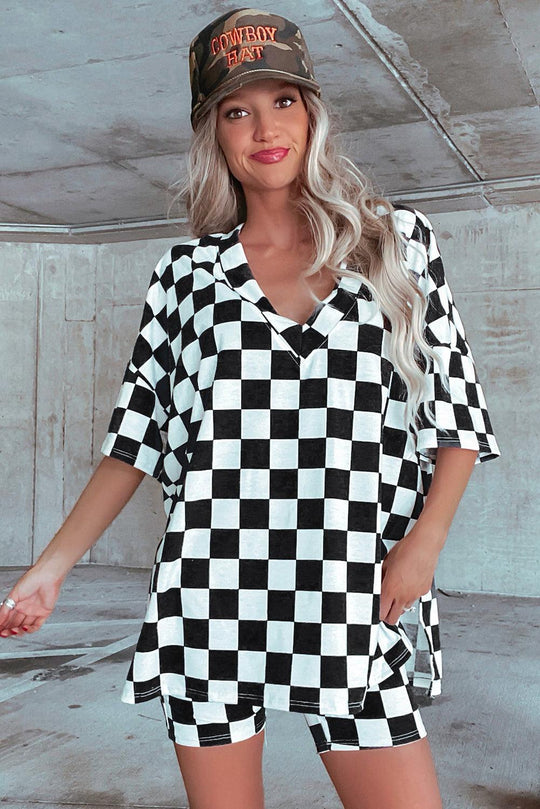 Checker Two-Piece Short Lounge Set