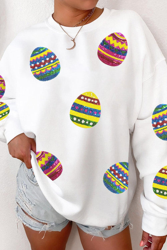 Sassy Eater Egg Sequin Sweatshirt