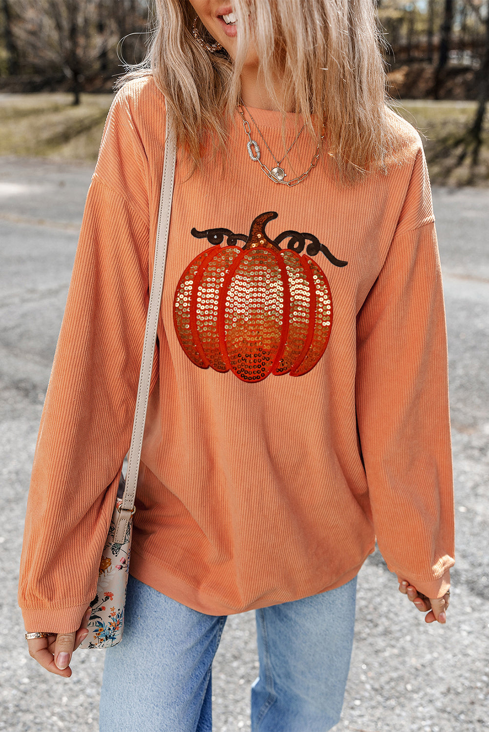 Pumpkin Sequin Sweatshirt