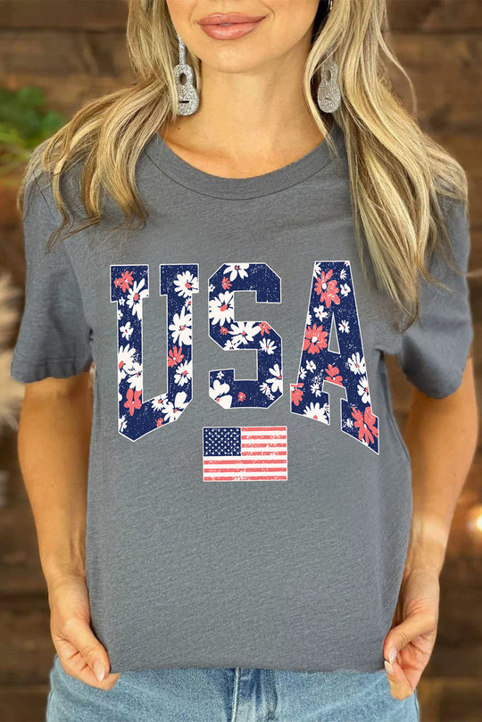  Blooming Gray "USA" Flag T Shirt