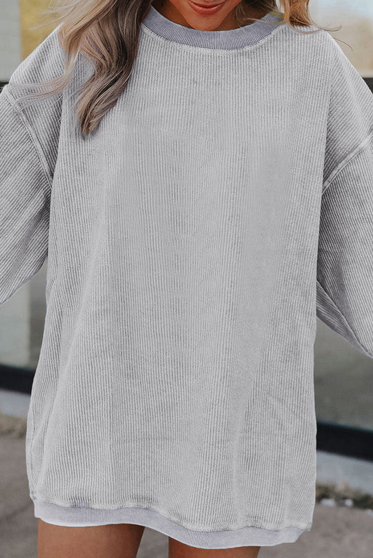 Slouchy Ribbed Corduroy Oversized Sweatshirt