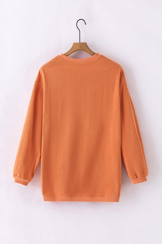 Slouchy Ribbed Corduroy Oversized Sweatshirt