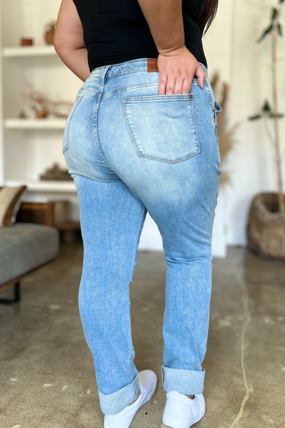 Distressed Judy Blue Straight Leg Jeans