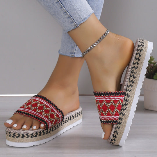 Donna Geometric Weave Platform Sandals