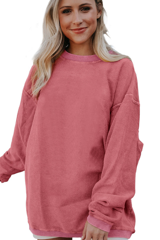 Slouchy Ribbed Corduroy Oversized Sweatshirt