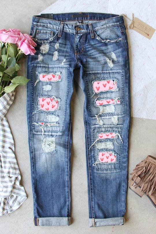  Valentine Hearts Patches Denim Jeans