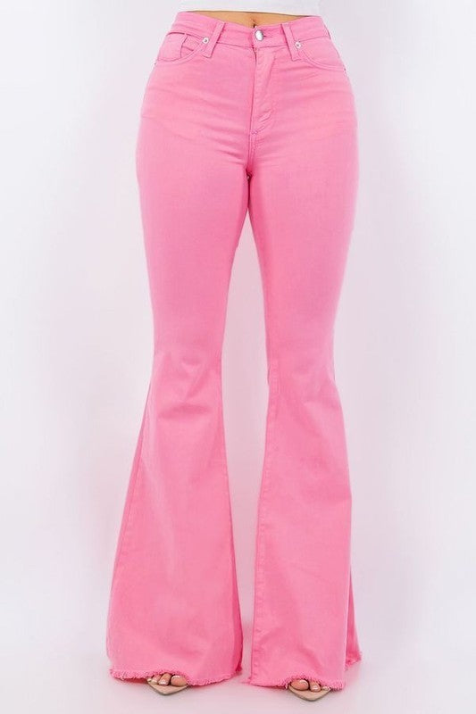 Fringy Hot Pink Bell Bottom Denim