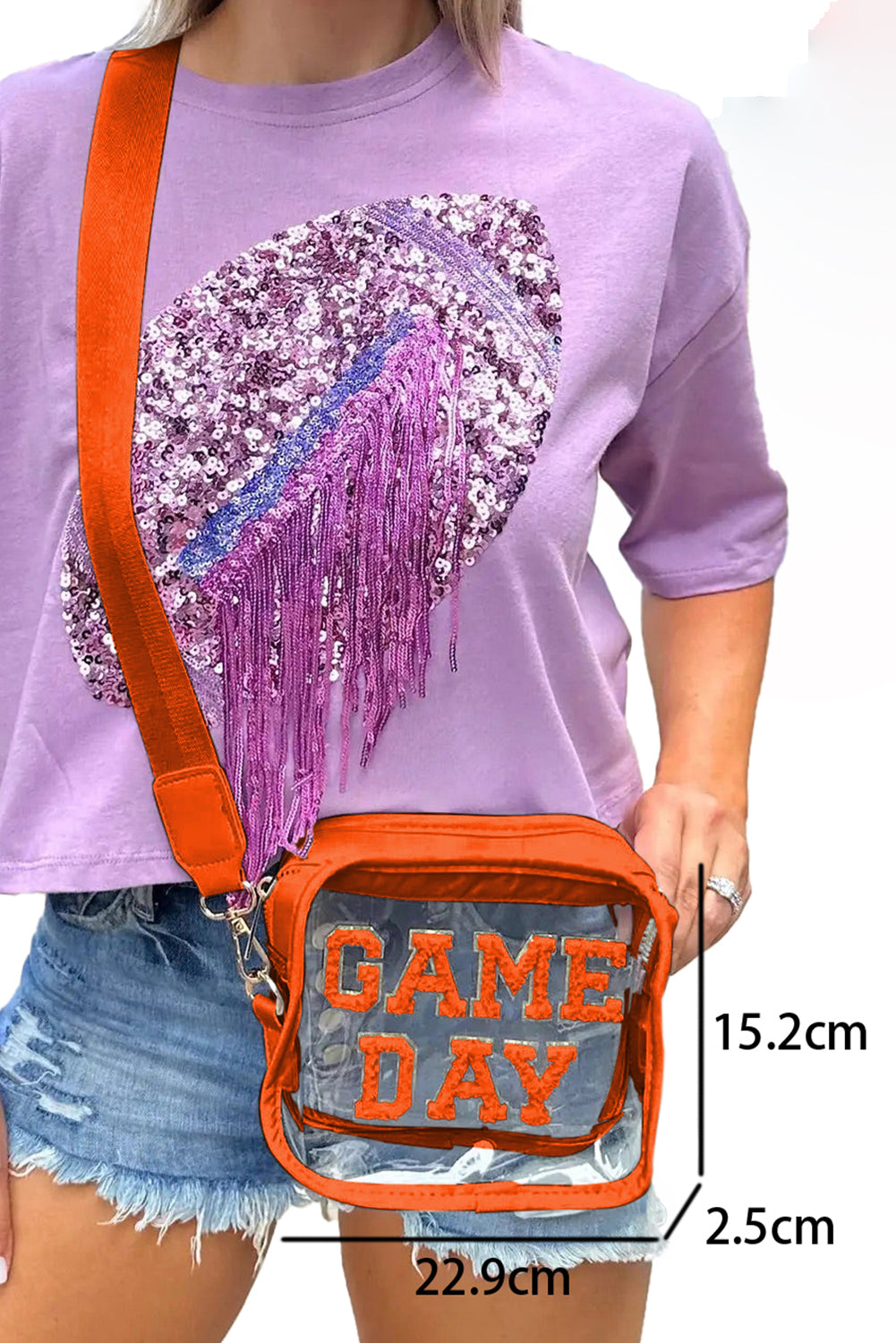 Orange "GAME DAY" Clear Shoulder Bag