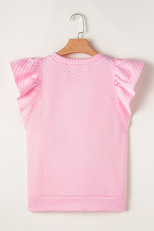 Ruffled Pink Short Sleeve Top