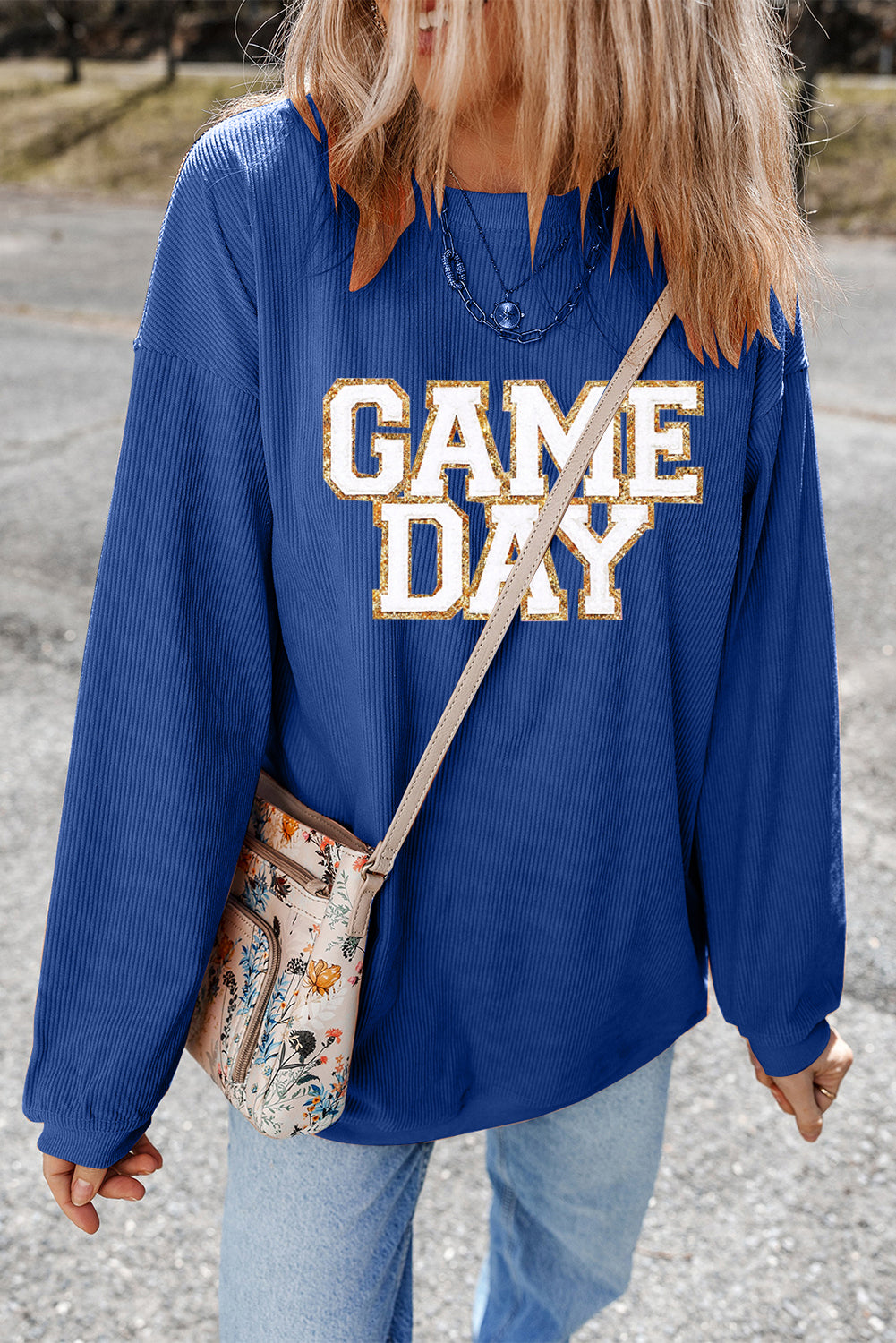  Blue "GAME DAY" Glitter Sweatshirt