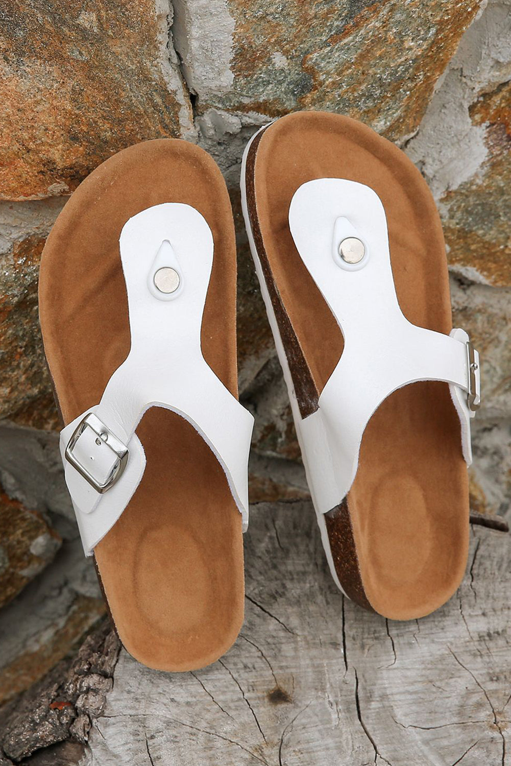  Vintage Buckle Thong Sandals