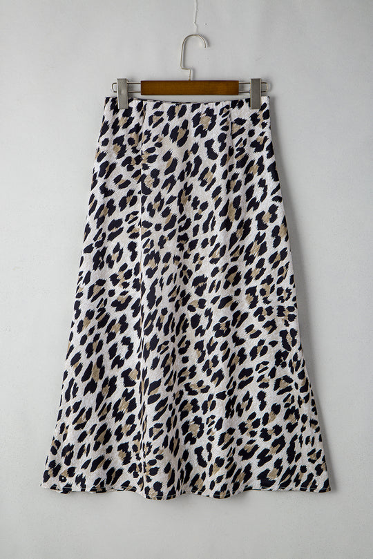  Leopard High Waist Midi Skirt