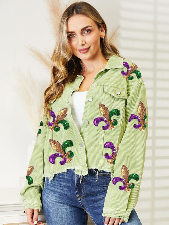 Mardi Gras Sequin Queen Denim Jacket