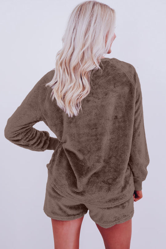 Fleece Coffee Two Piece Lounge Set