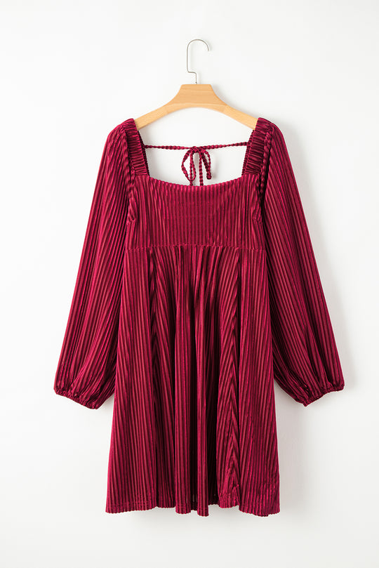 Red Velvet Tie Back Dress