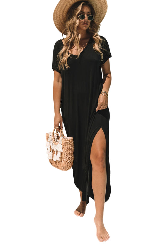 Women Splits Maxi T-shirt Dress - Klazzi Fashion Boutique