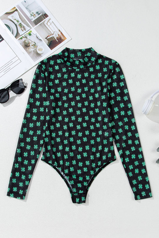 Shamrock Long Sleeve Sheer Bodysuit