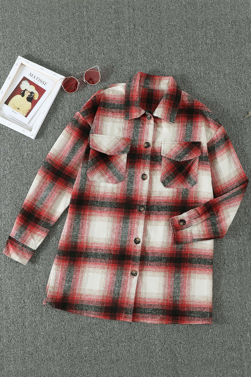 Plaid Red and Navy Shacket