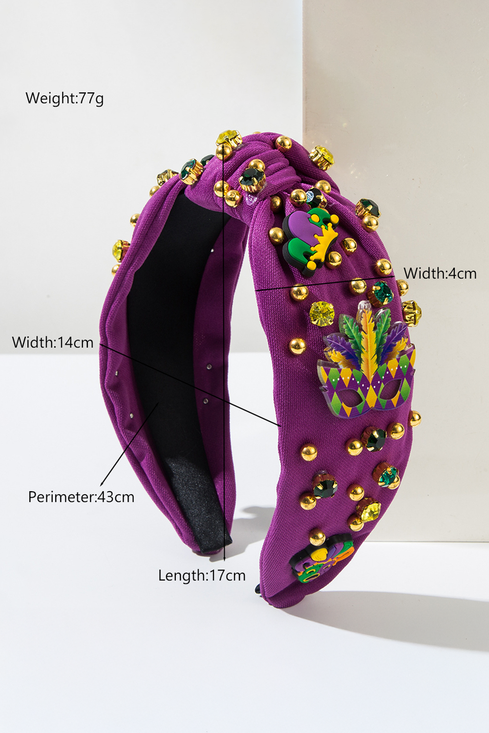 Rhinestone Mardi Gras Beaded Knotted Headband