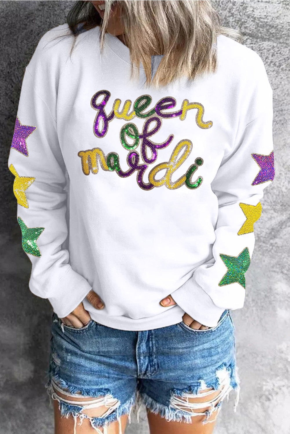 Mardi Gras "Queen of Party" Graphic Sweatshirt