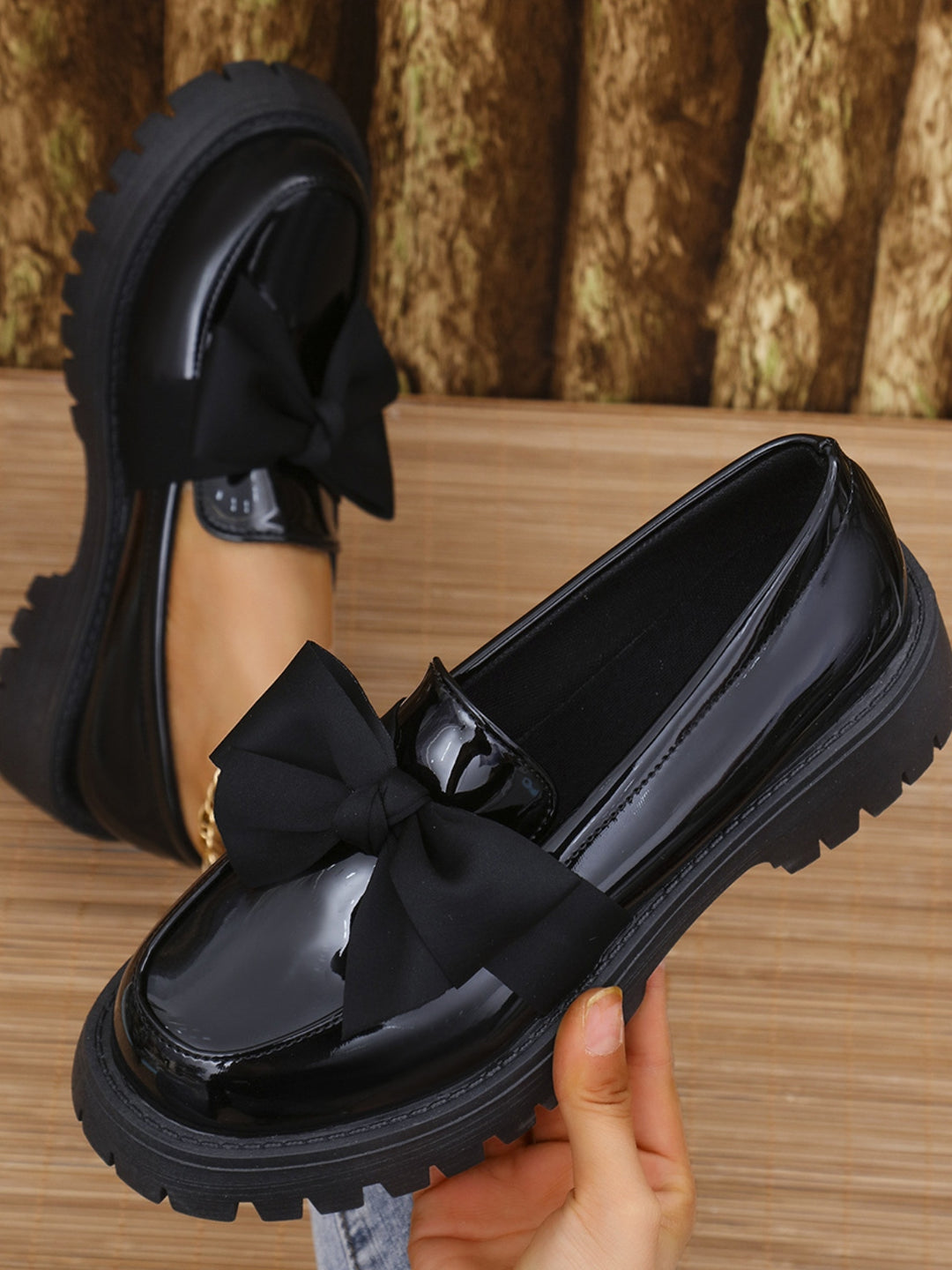 Daisy Leather Bow Loafers