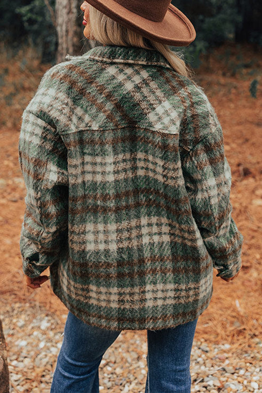 Sage Plaid Collar Shacket