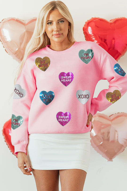 Sequin Love Hearts Valentines Sweatshirt