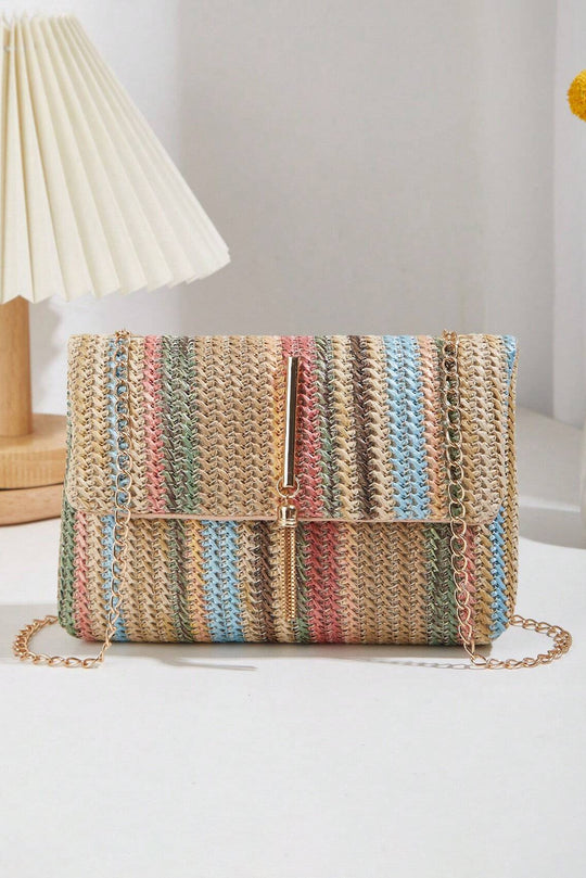 Bohemian Multicolor Woven Chain Shoulder Bag - Klazzi Fashion Boutique