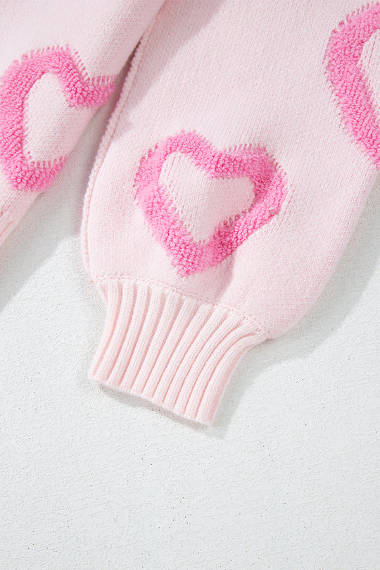 Pink Heart Baggy Sweater