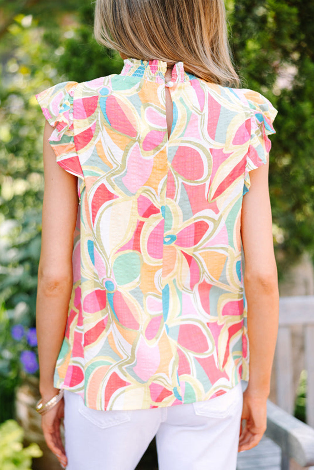 Yellow Multicolor Abstract Blouse