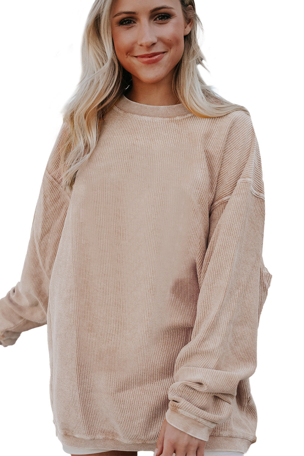 Slouchy Ribbed Corduroy Oversized Sweatshirt