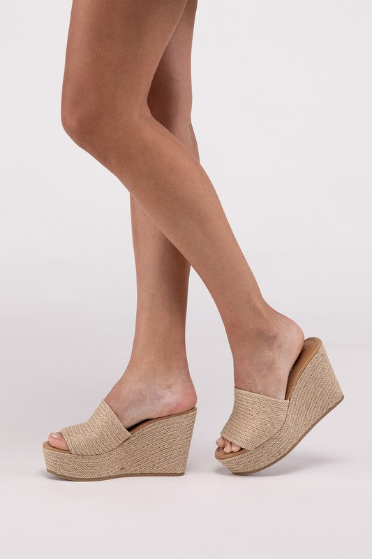 Belinda Rafia Wedge Platform Sandals