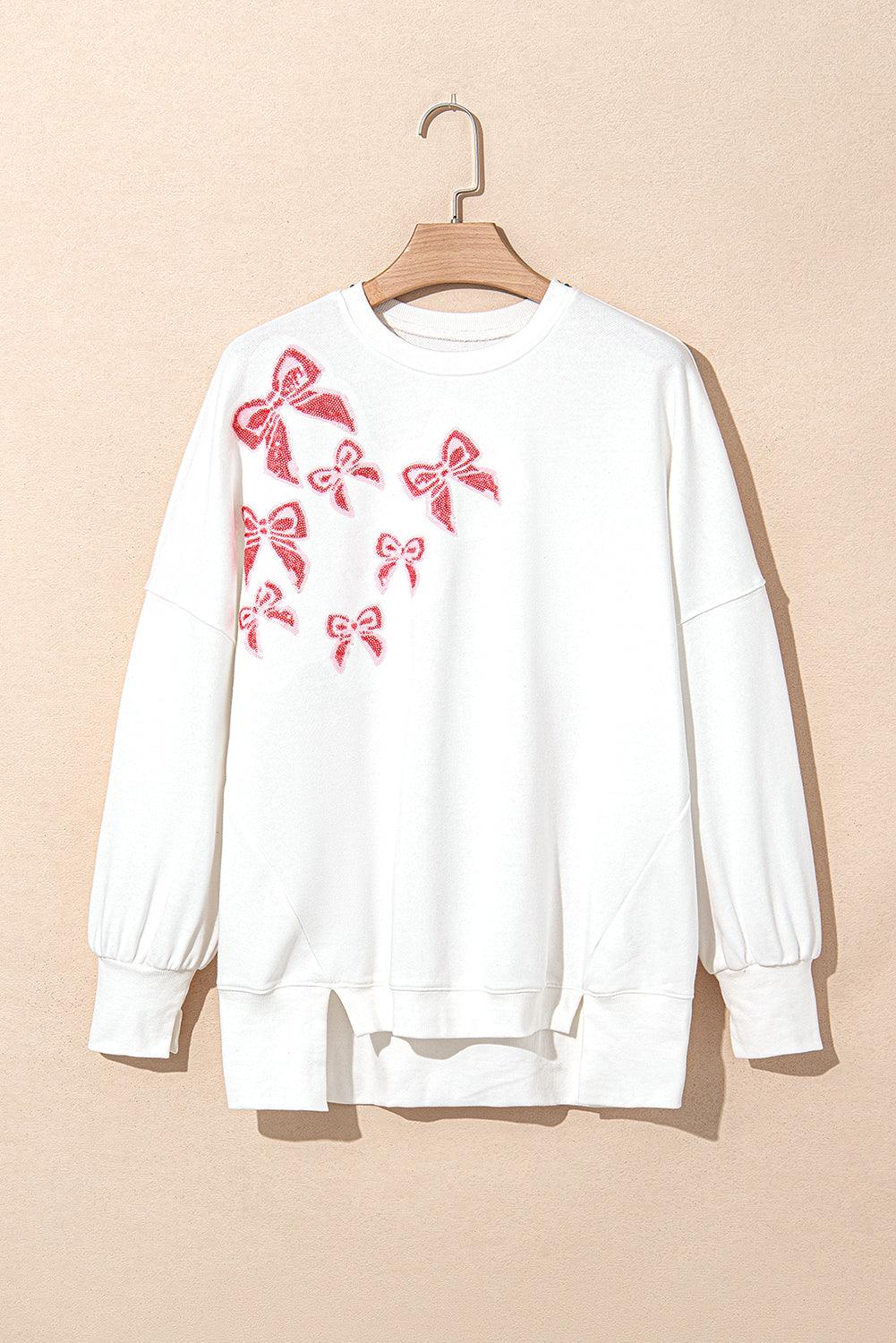 Sequin Designer Bows Oversize Sweatshirt