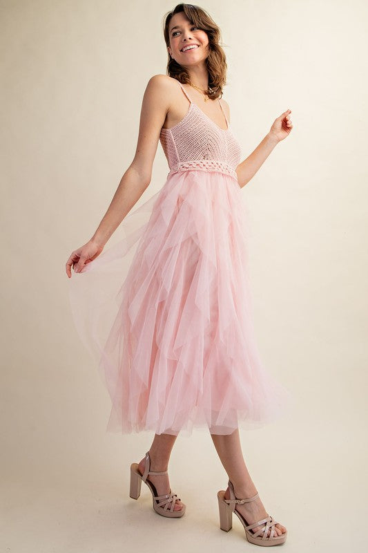 FABULOUS MIDI CROCHET TULLE DRESS